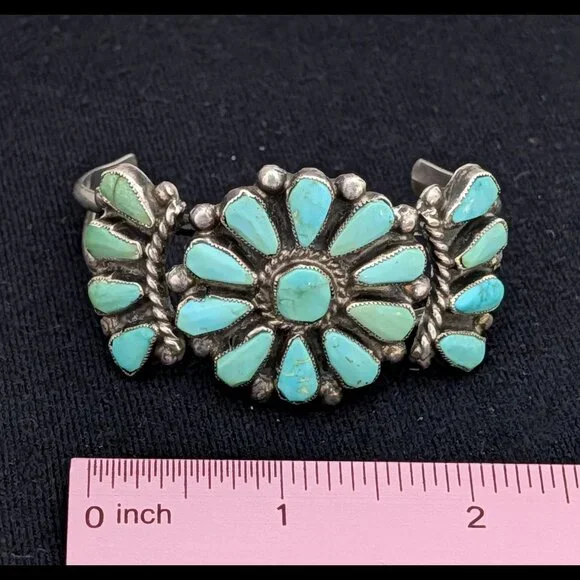 Fantastic Estate NAVAJO Native American Turquoise Sterling Silver Bracelet - Picture 3 of 5
